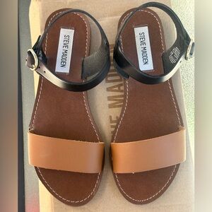 Steve Madden Black and Tan‎ Donddi Sandals NWB Size 6